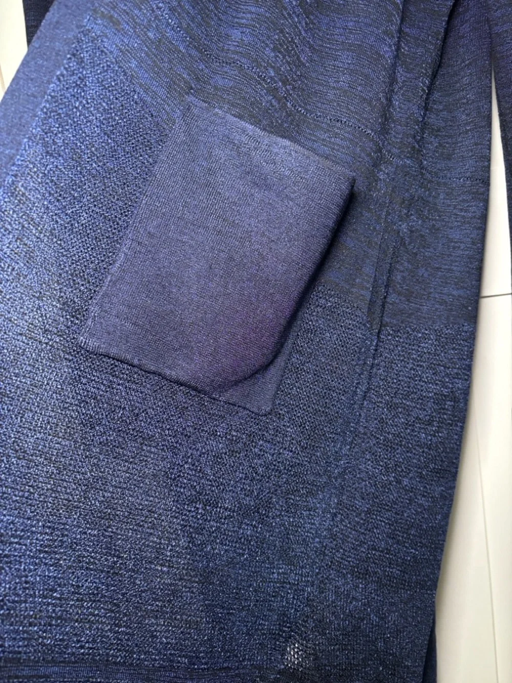 Chico’s Long Navy Black Cardigan Size 2 Duster Open Front Lightweight Layer - Picture 6 of 15